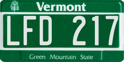 VT license plate LFD217
