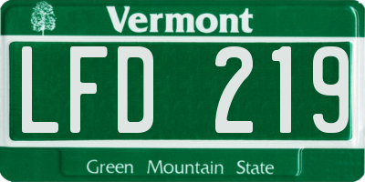 VT license plate LFD219