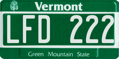 VT license plate LFD222