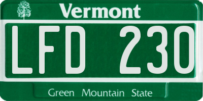 VT license plate LFD230