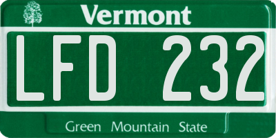 VT license plate LFD232