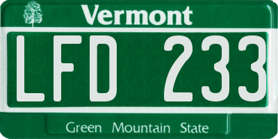 VT license plate LFD233