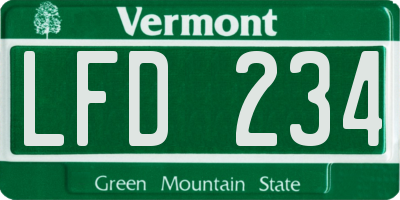 VT license plate LFD234