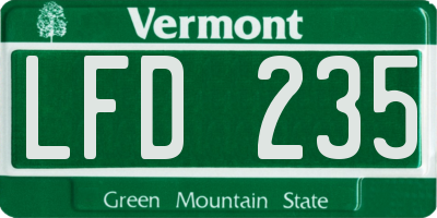 VT license plate LFD235