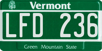 VT license plate LFD236