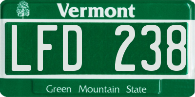 VT license plate LFD238