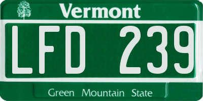 VT license plate LFD239