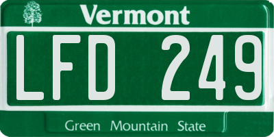 VT license plate LFD249