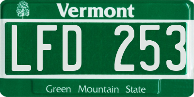 VT license plate LFD253