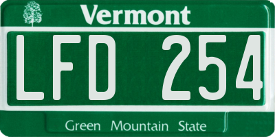 VT license plate LFD254