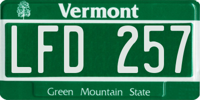 VT license plate LFD257