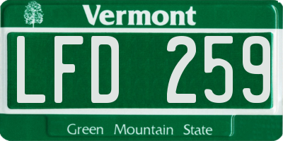 VT license plate LFD259