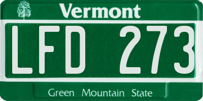 VT license plate LFD273