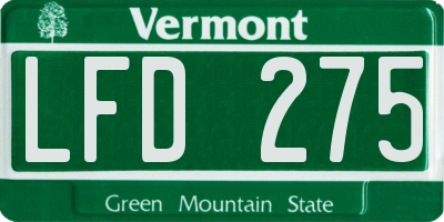 VT license plate LFD275