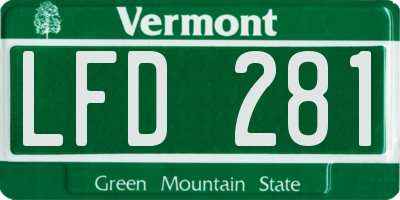 VT license plate LFD281