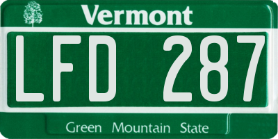 VT license plate LFD287