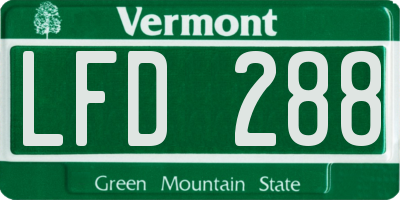 VT license plate LFD288