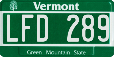 VT license plate LFD289