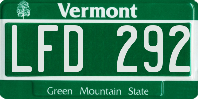 VT license plate LFD292