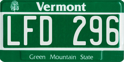 VT license plate LFD296