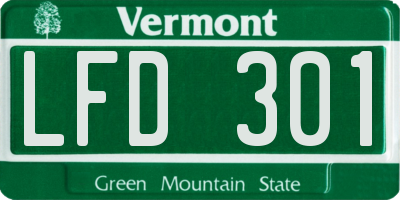 VT license plate LFD301