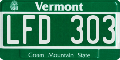 VT license plate LFD303