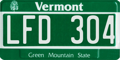 VT license plate LFD304