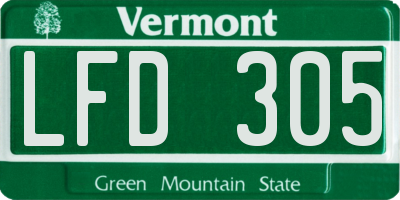 VT license plate LFD305