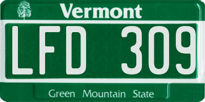 VT license plate LFD309