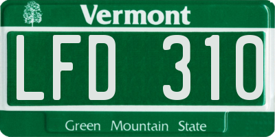 VT license plate LFD310