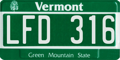 VT license plate LFD316