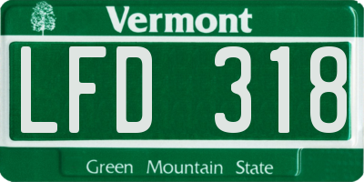 VT license plate LFD318