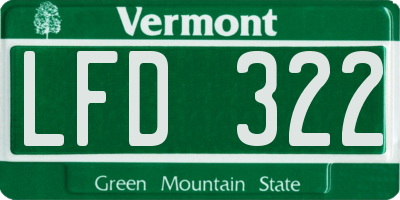VT license plate LFD322