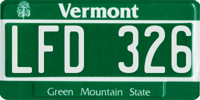 VT license plate LFD326