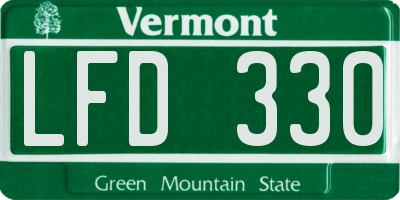 VT license plate LFD330