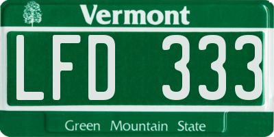 VT license plate LFD333