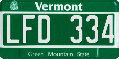 VT license plate LFD334