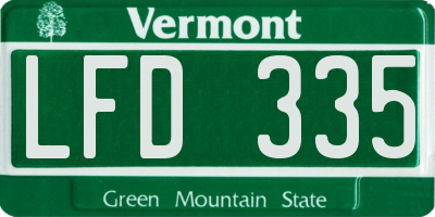 VT license plate LFD335