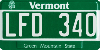 VT license plate LFD340
