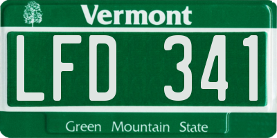 VT license plate LFD341