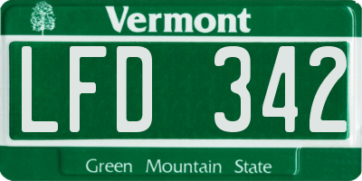 VT license plate LFD342
