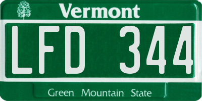 VT license plate LFD344