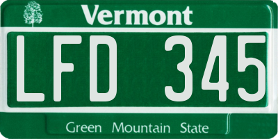 VT license plate LFD345