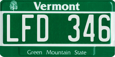VT license plate LFD346