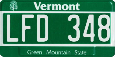 VT license plate LFD348