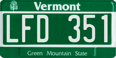 VT license plate LFD351