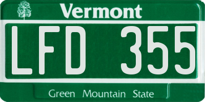 VT license plate LFD355