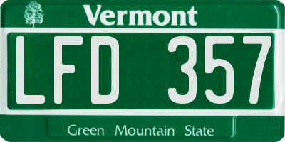 VT license plate LFD357