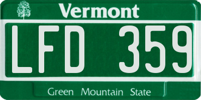 VT license plate LFD359