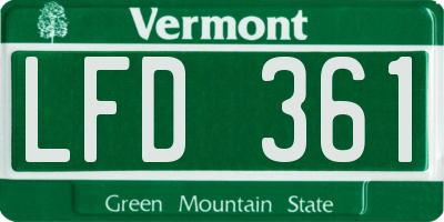 VT license plate LFD361